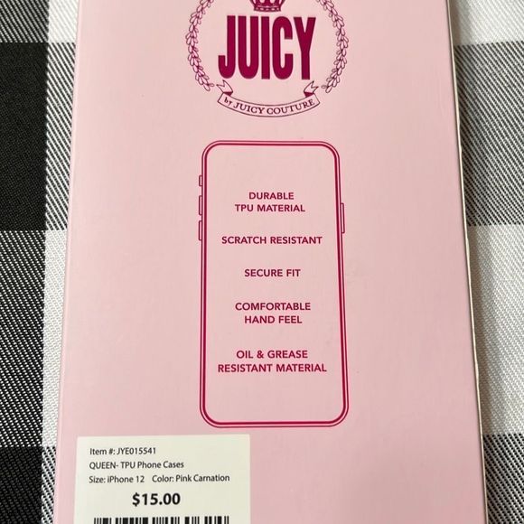 NWT Juicy Couture iPhone 12 Case Queen Carnation Pink & White Durable Comfy Feel - Picture 3 of 7